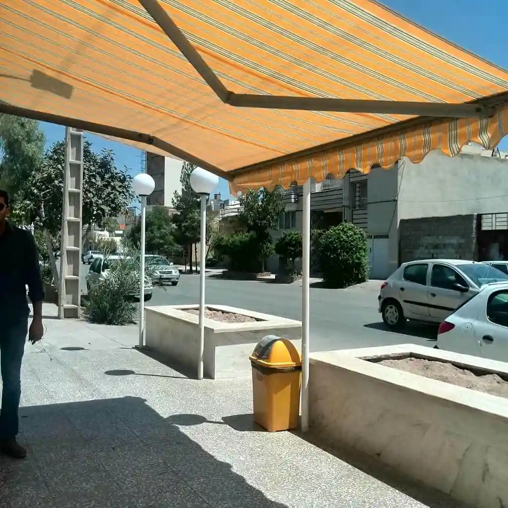 سایبان برقی اتوماتیک مغازه و پارکینگ 198 موتور و کنترل هوشمند سایبان برقی