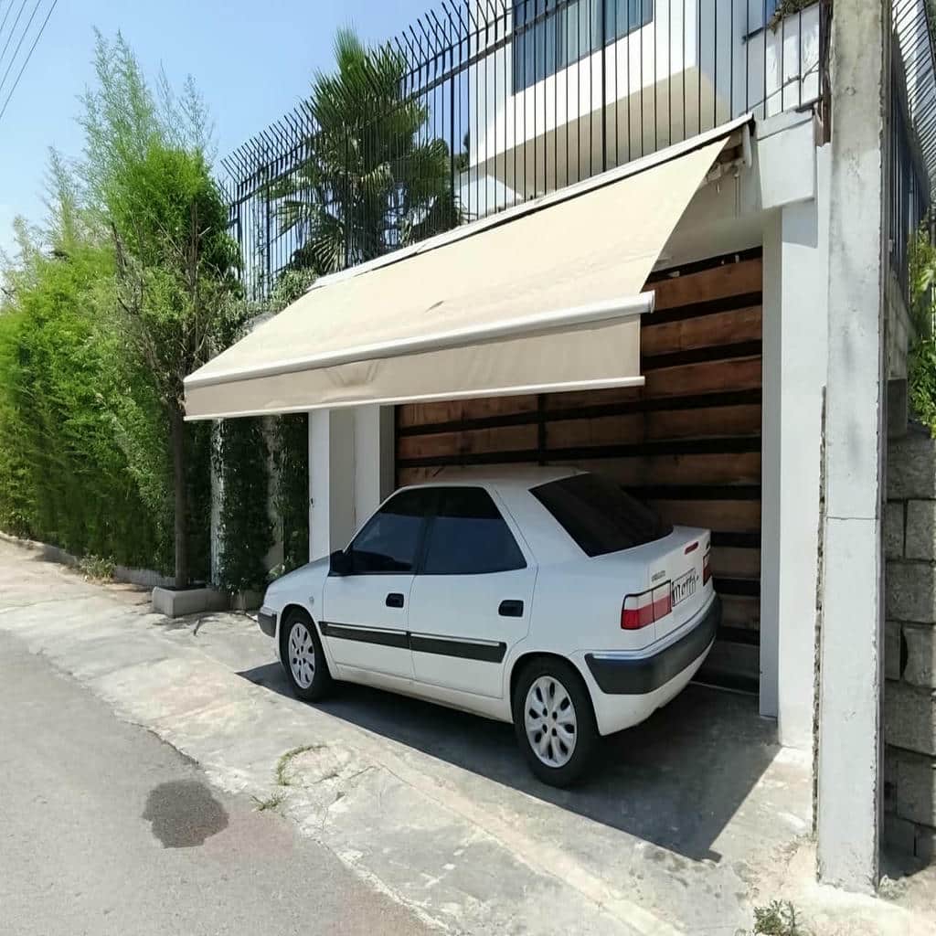 سایبان برقی و دستی با بازوی مقاوم و حرکت منظم