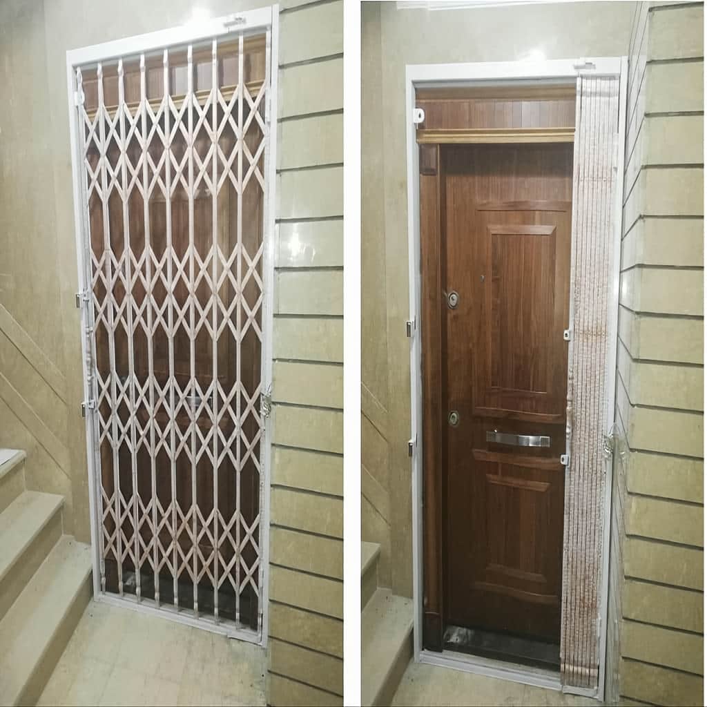 خرید درب آکاردئونی چهار گل لوزی با ریل روان و قفل مطمئن