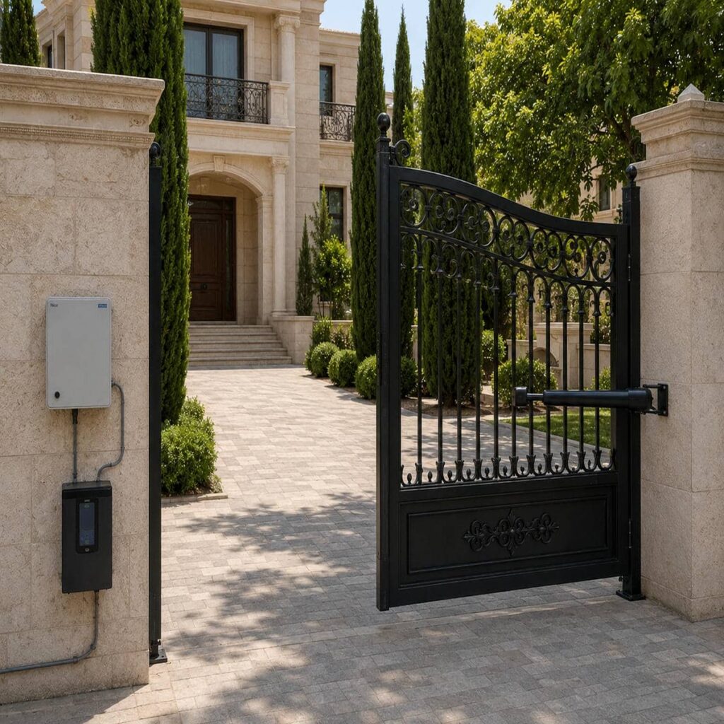 درب برقی پارکینگ ریلی با اندازه‌گیری دقیق دهانه