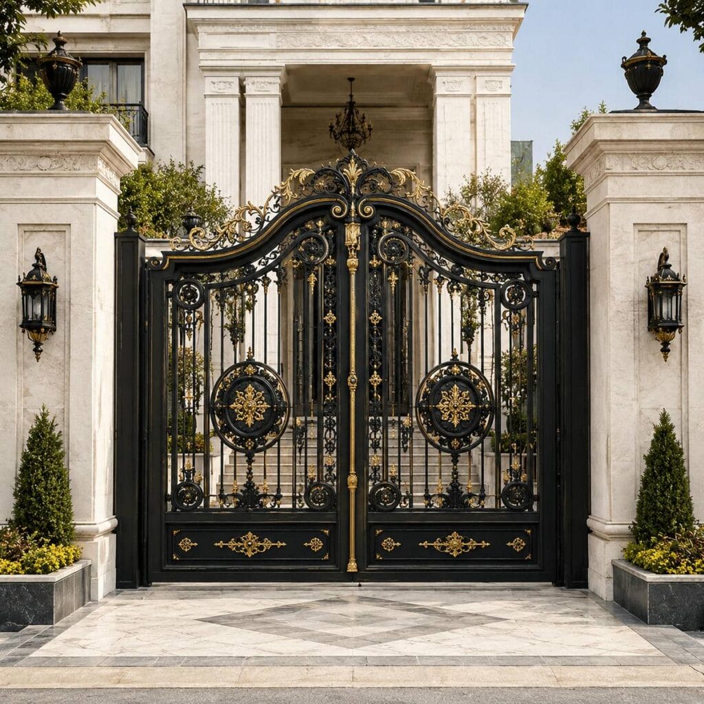 11 طرح درب حیاط مشکی طلایی