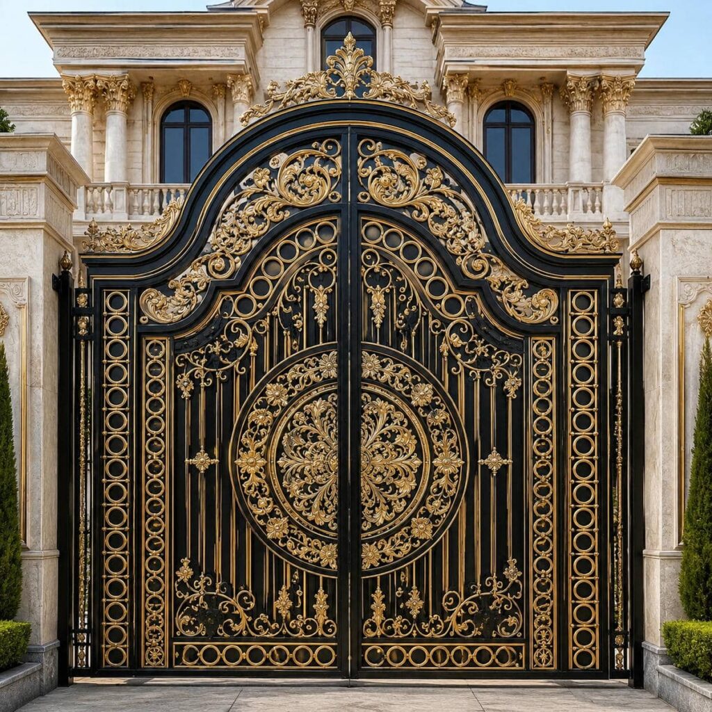 خدمات اندازهگیری درب ویلایی مشکی طلایی پیش از سفارش