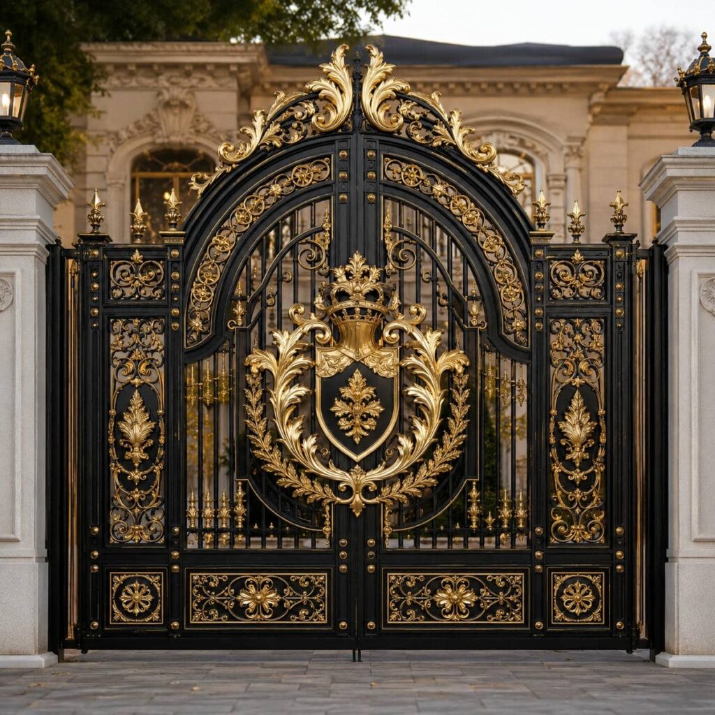 سفارش درب پارکینگ مشکی طلایی با رنگ اختصاصی