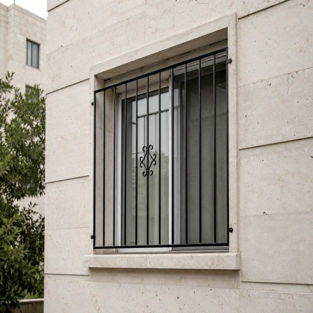 حفاظ پنجره جای گلدان دار هماهنگ با قاب پنجره و نما