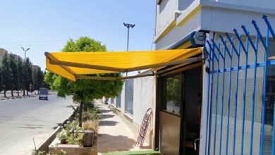 سایبان مغازه با طراحی بازویی