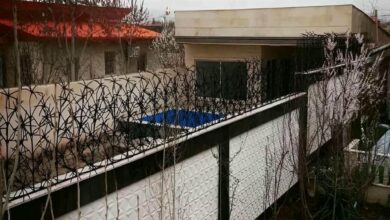 نرده آهنی روی دیوار فلزی برای دیوار باریک