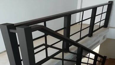 نرده فلزی بالکن فلزی با طراحی بازسازی ساختمان