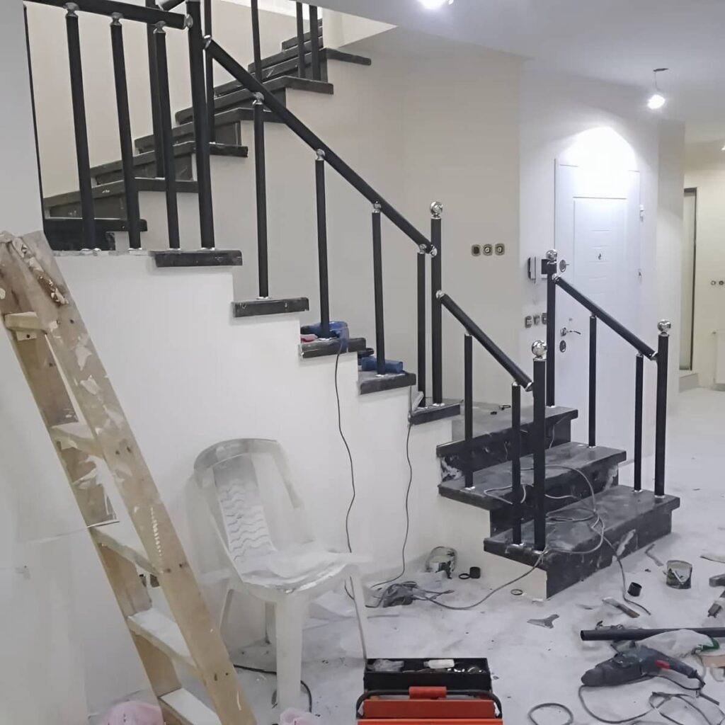نرده استیل راه پله دست انداز براق