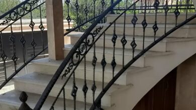 نرده فرفورژه راه پله با طراحی فلزی