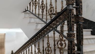 نرده فرفورژه راه پله با طراحی فلزی