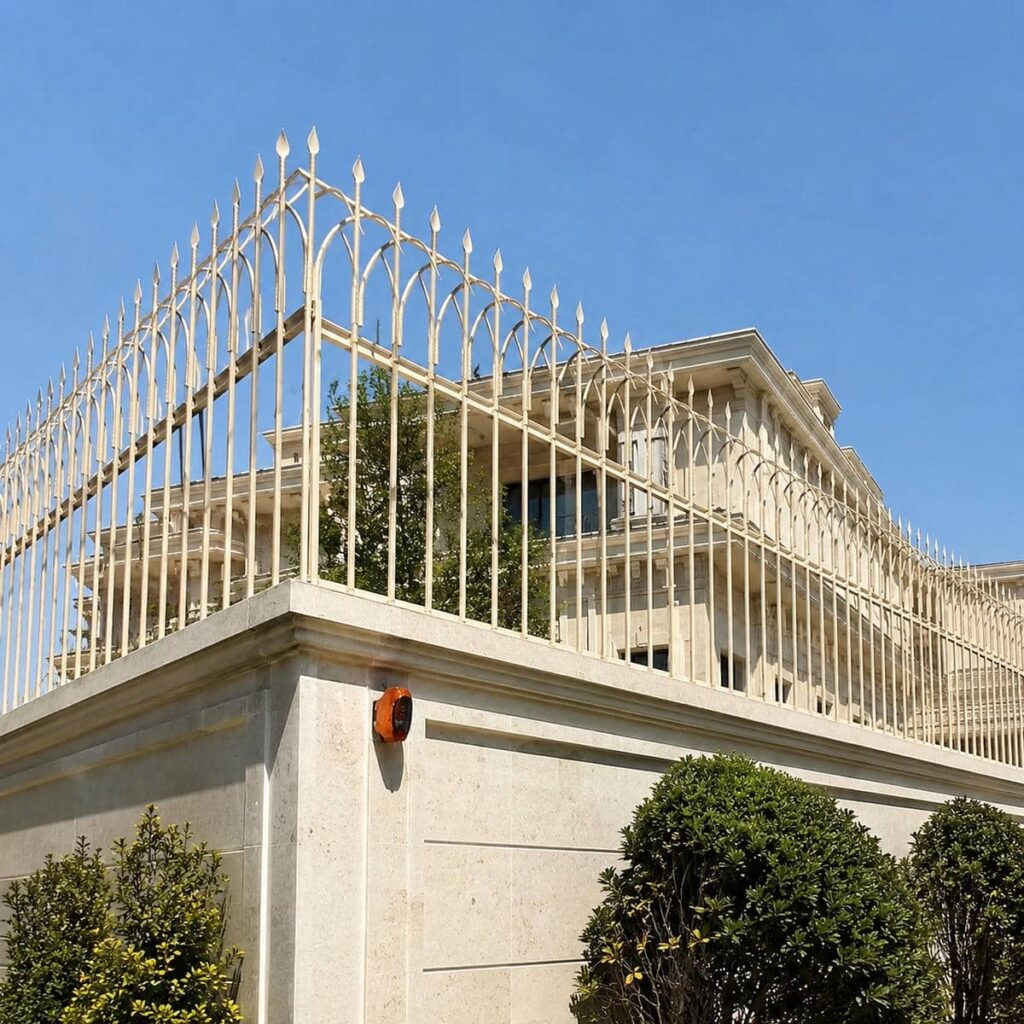 حفاظ روی دیوار حیاط با پوشش مقاوم